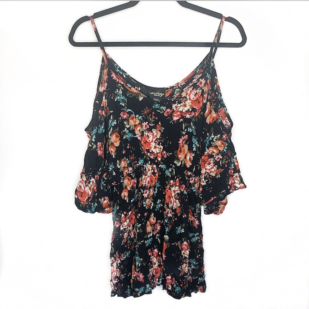 Audrey Black Floral Cold Shoulder Dress